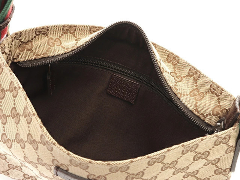 Gucci GG Shoulder Bag Beige Cream Canvas Calfskin - Picture 7 of 9